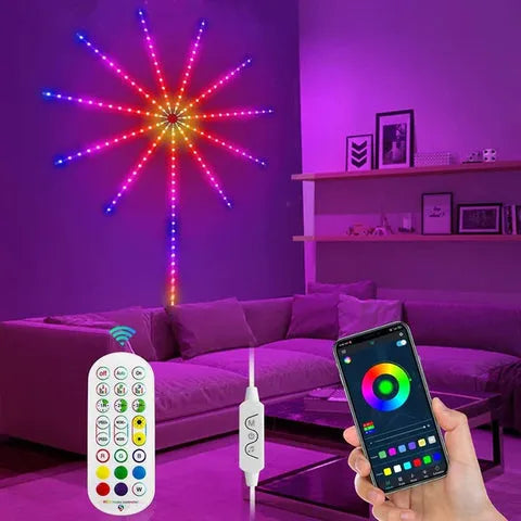 Luces LED de fuegos artificiales con control remoto